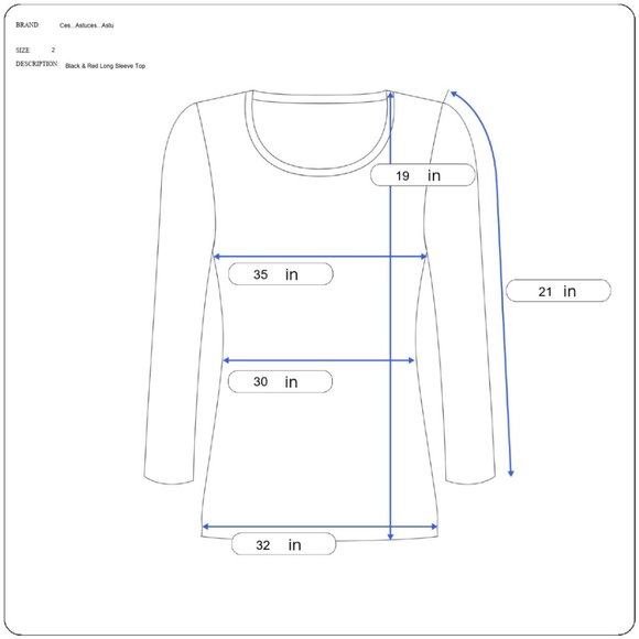 Ces...Astures...Astu Black & Red Long Sleeve Top in Size Medium - Picture 4 of 4